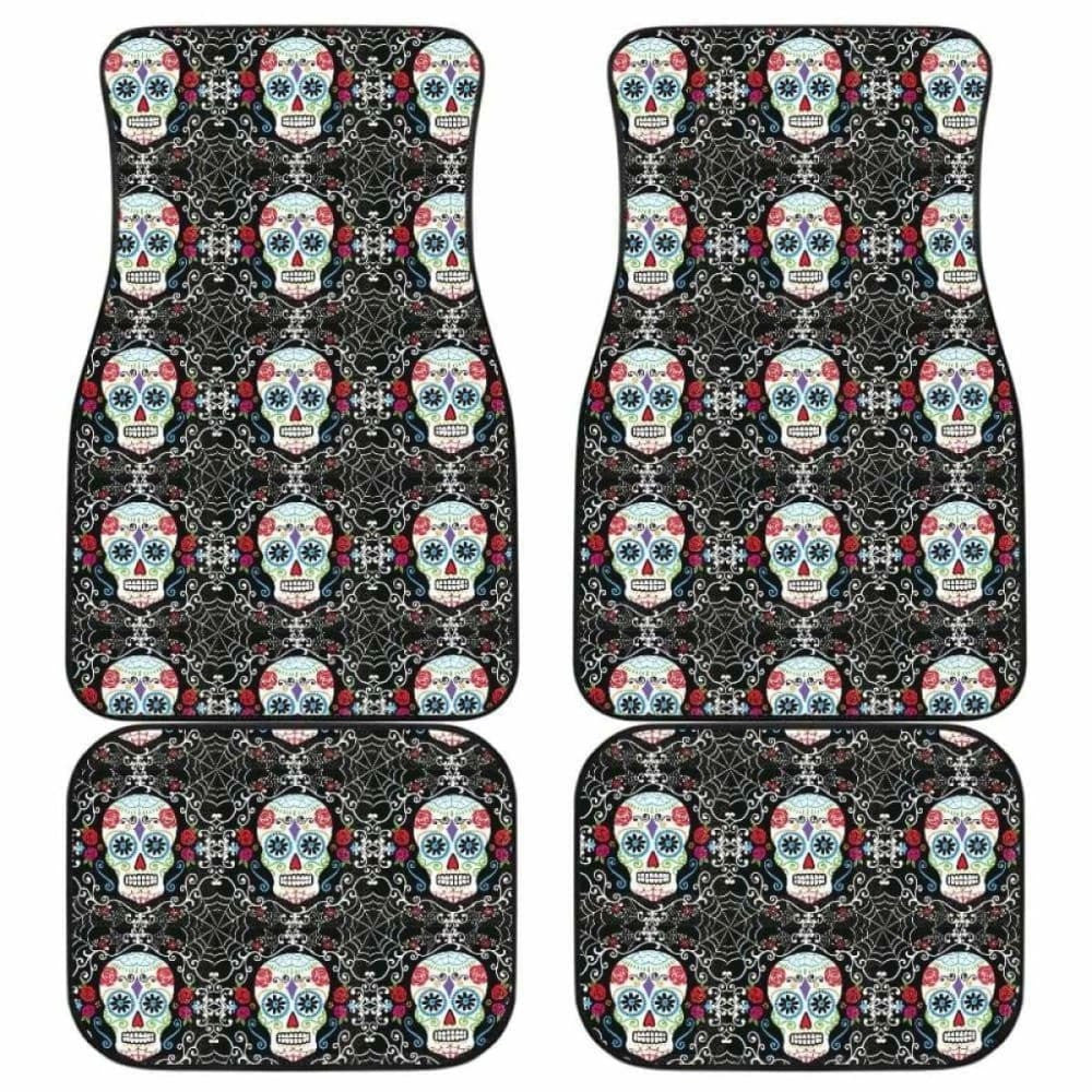 Set Of Pcs Floral Sugar Skull Car Mats