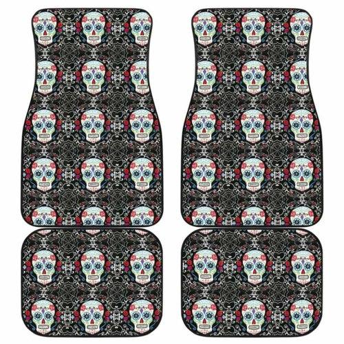Set Of Pcs Floral Sugar Skull Car Mats
