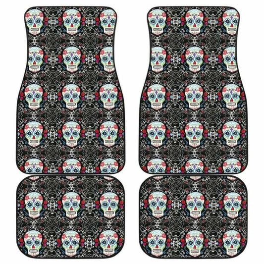 Set Of Pcs Floral Sugar Skull Car Mats