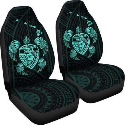 Hawaii Turtle Hibiscus Map Car Seat Covers - Turquoise - New -