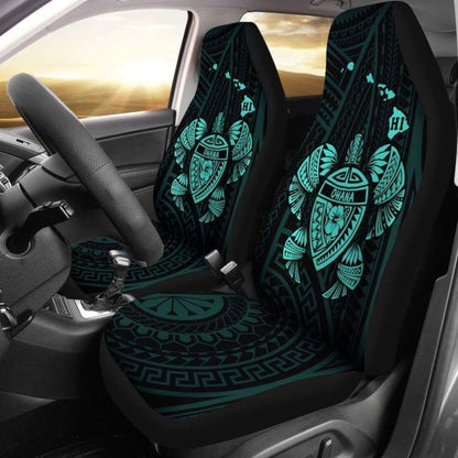 Hawaii Turtle Hibiscus Map Car Seat Covers - Turquoise - New -