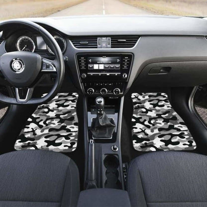 Black White Camo Camouflage Pattern Front And Back Car Mats