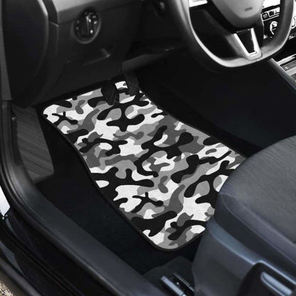 Black White Camo Camouflage Pattern Front And Back Car Mats