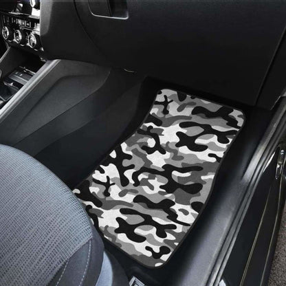 Black White Camo Camouflage Pattern Front And Back Car Mats