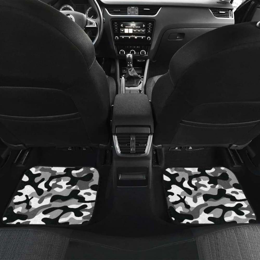 Black White Camo Camouflage Pattern Front And Back Car Mats