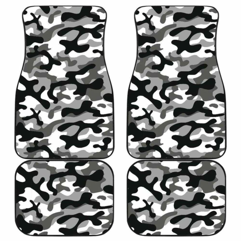 Black White Camo Camouflage Pattern Front And Back Car Mats