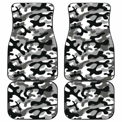 Black White Camo Camouflage Pattern Front And Back Car Mats