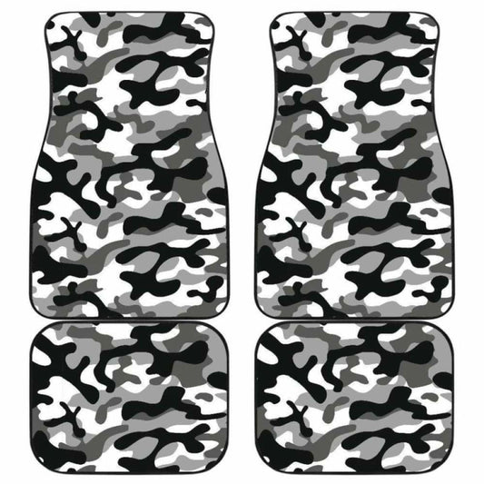 Black White Camo Camouflage Pattern Front And Back Car Mats
