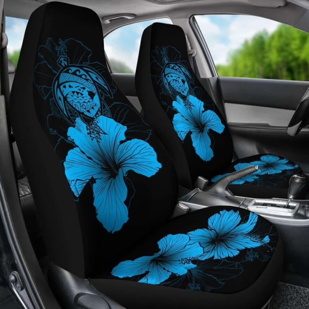 Hawaii Hibiscus Car Seat Cover - Turtle Map - Traffic Blue - New