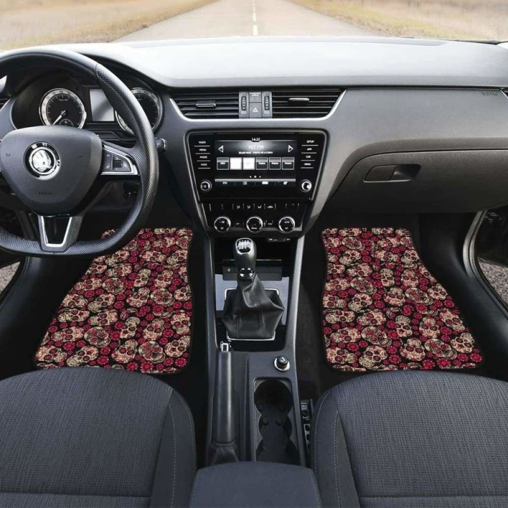 Set Of Pcs Floral Sugar Skull Car Mats