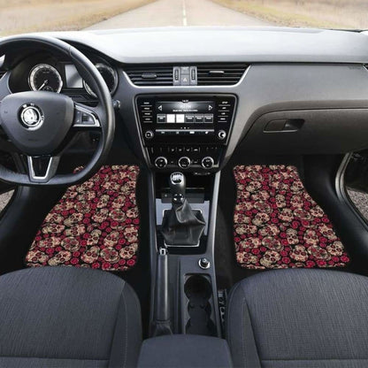 Set Of Pcs Floral Sugar Skull Car Mats