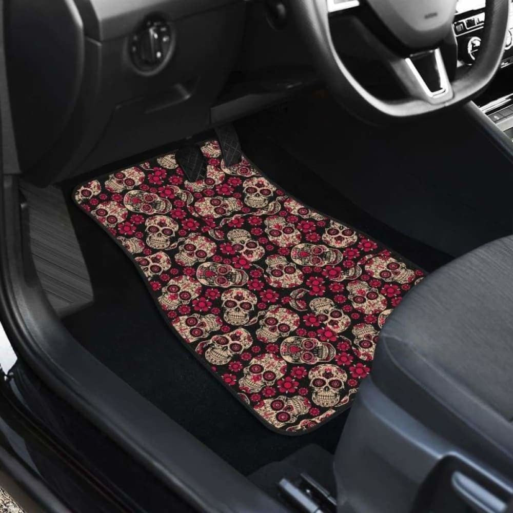 Set Of Pcs Floral Sugar Skull Car Mats
