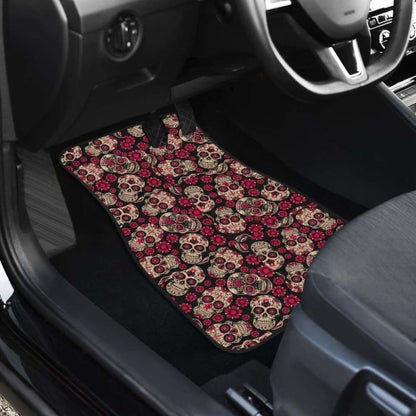 Set Of Pcs Floral Sugar Skull Car Mats