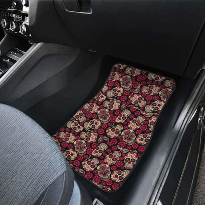 Set Of Pcs Floral Sugar Skull Car Mats