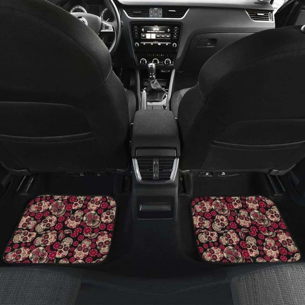 Set Of Pcs Floral Sugar Skull Car Mats