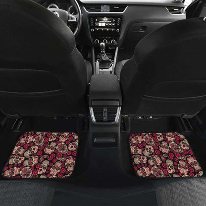Set Of Pcs Floral Sugar Skull Car Mats
