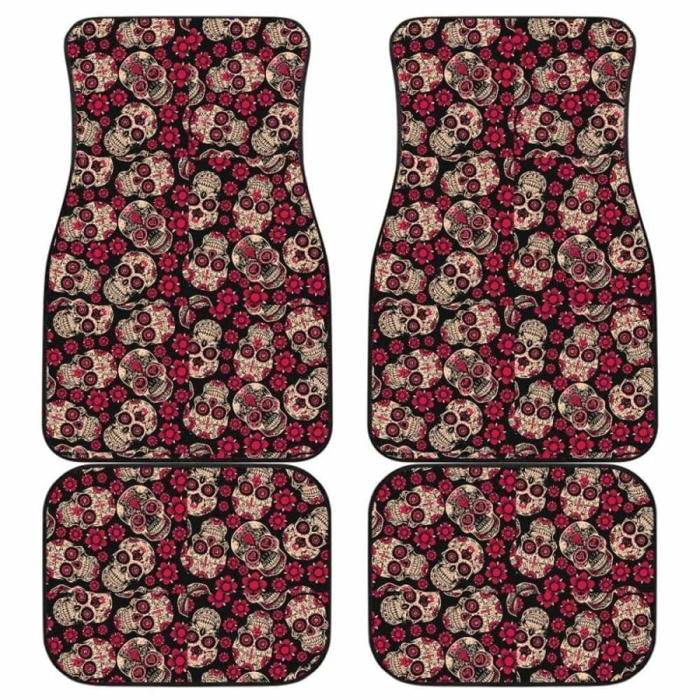 Set Of Pcs Floral Sugar Skull Car Mats