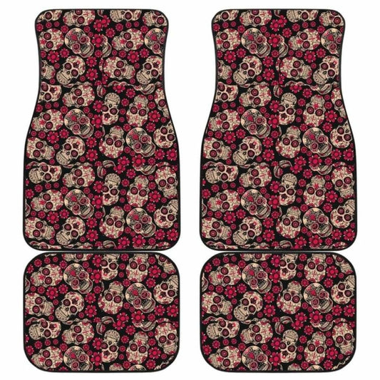 Set Of Pcs Floral Sugar Skull Car Mats
