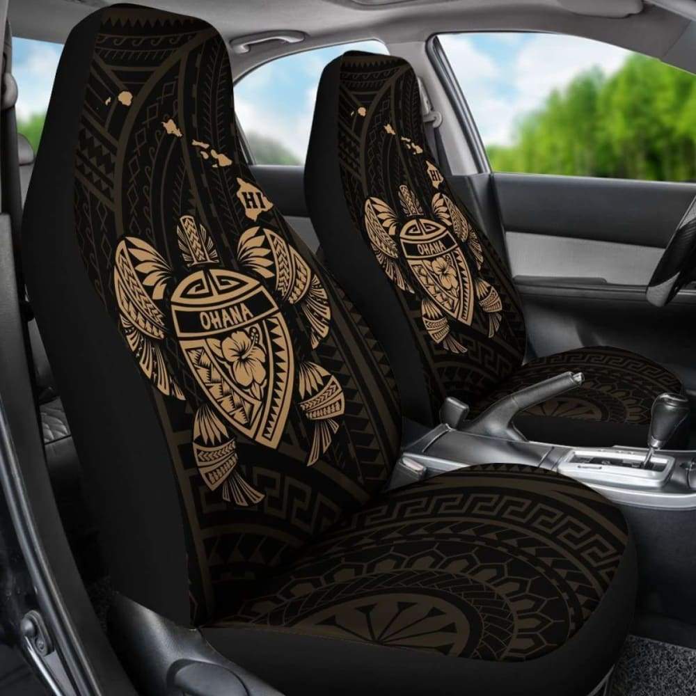 Hawaii Turtle Hibiscus Map Car Seat Covers - Gold - New -