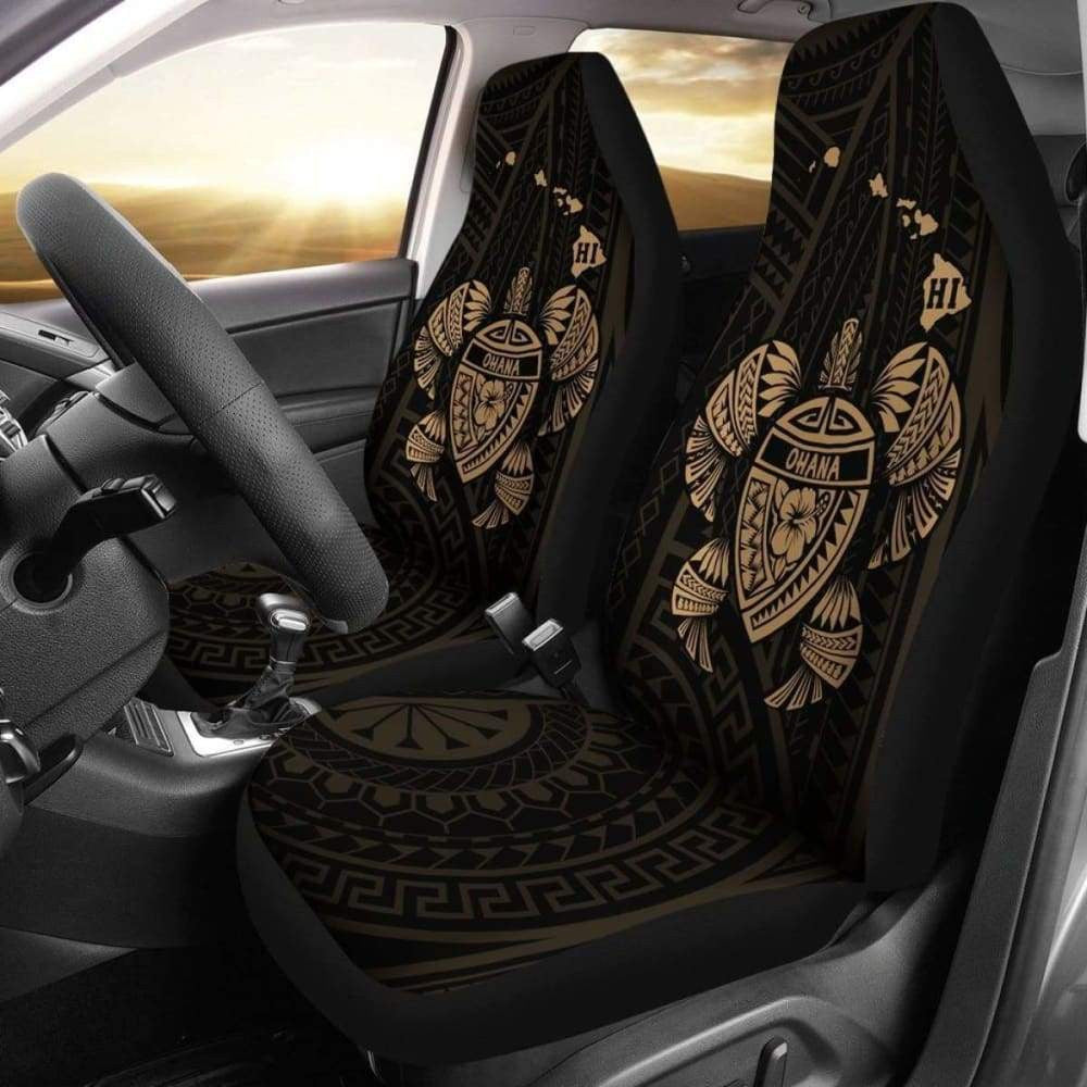 Hawaii Turtle Hibiscus Map Car Seat Covers - Gold - New -