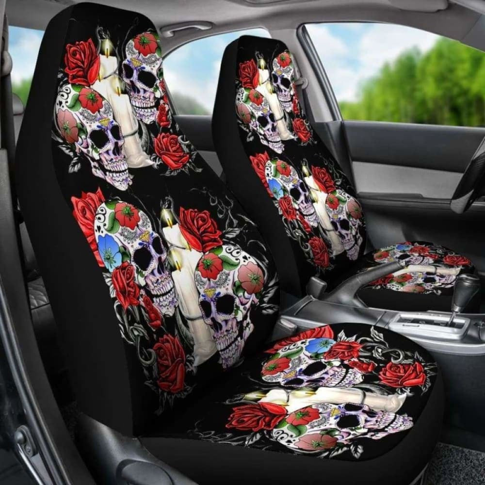 Set Pcs Sugar Skull Car Seat Cover