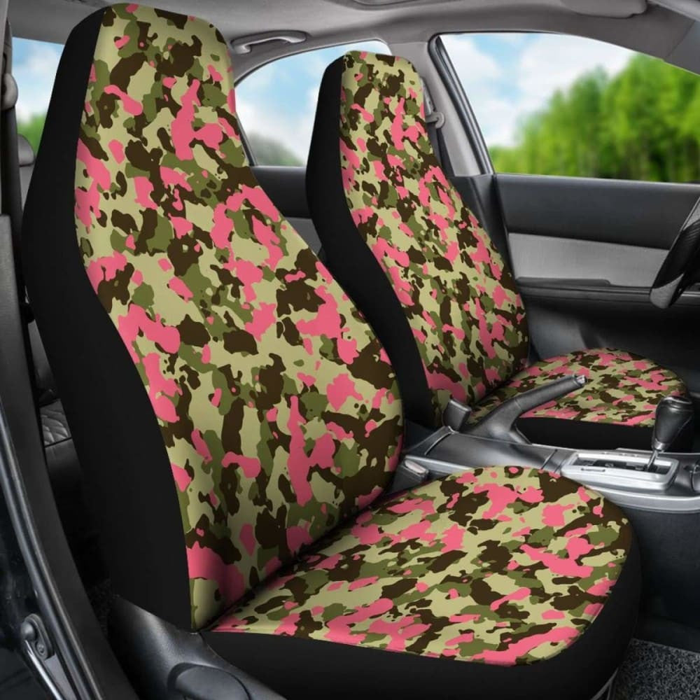 Green And Pink Camo Car Seat Cover