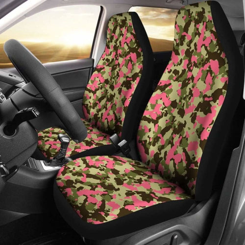 Green And Pink Camo Car Seat Cover