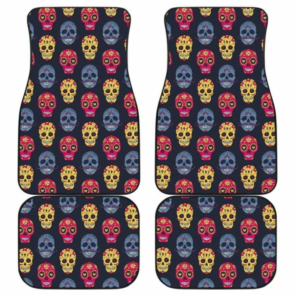 Set Of Sugar Skulls Car Mats