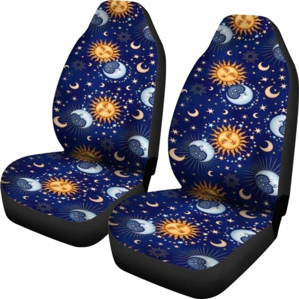Sun And Moon Blue Car Seat Covers
