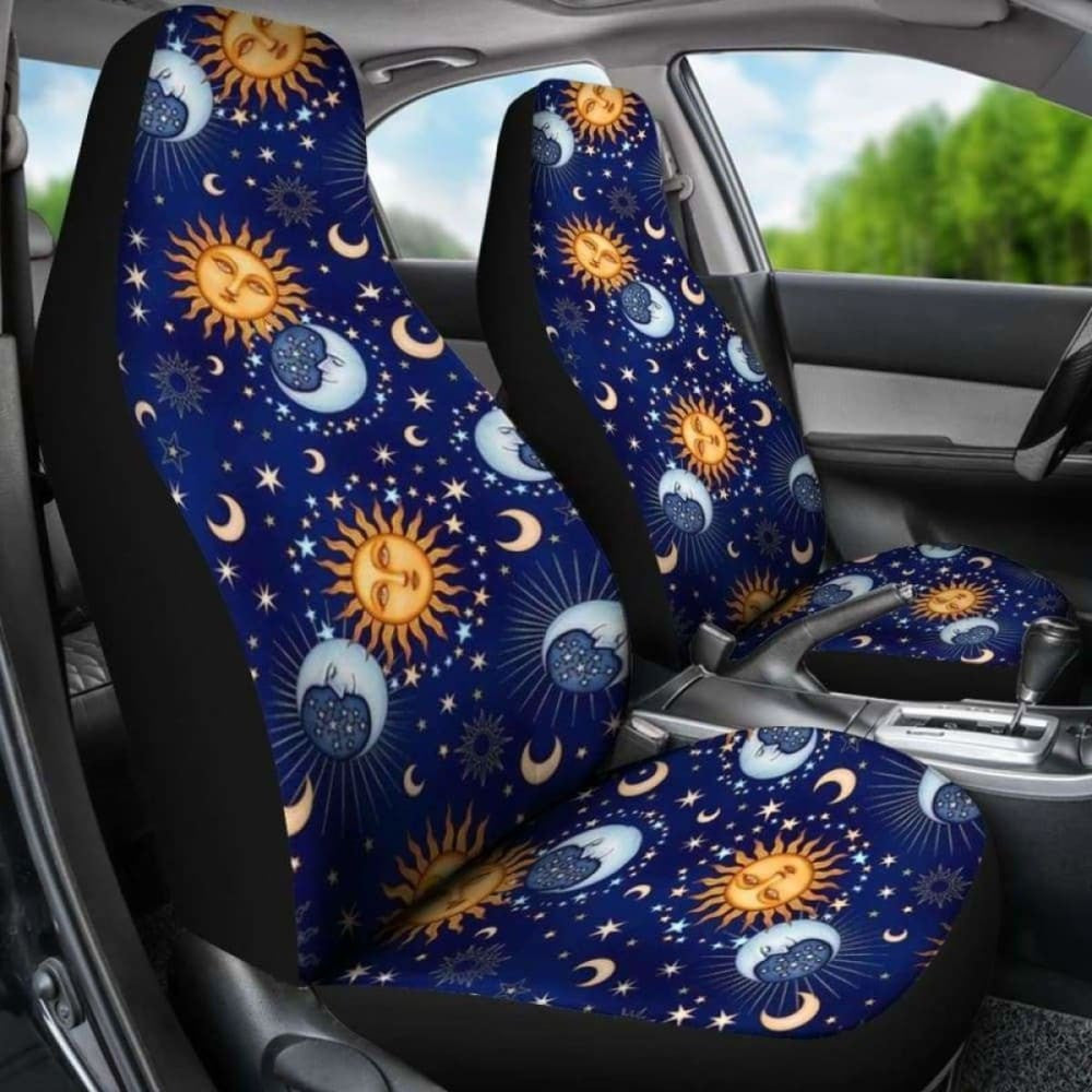 Sun And Moon Blue Car Seat Covers