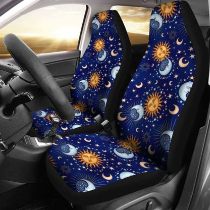 Sun And Moon Blue Car Seat Covers
