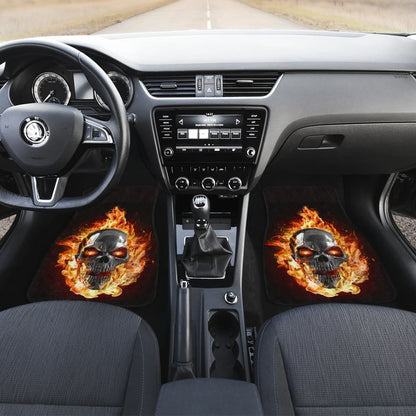 Terrified Flame Skull Car Floor Mats
