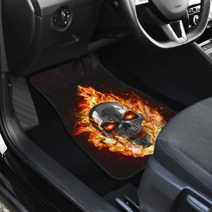 Terrified Flame Skull Car Floor Mats