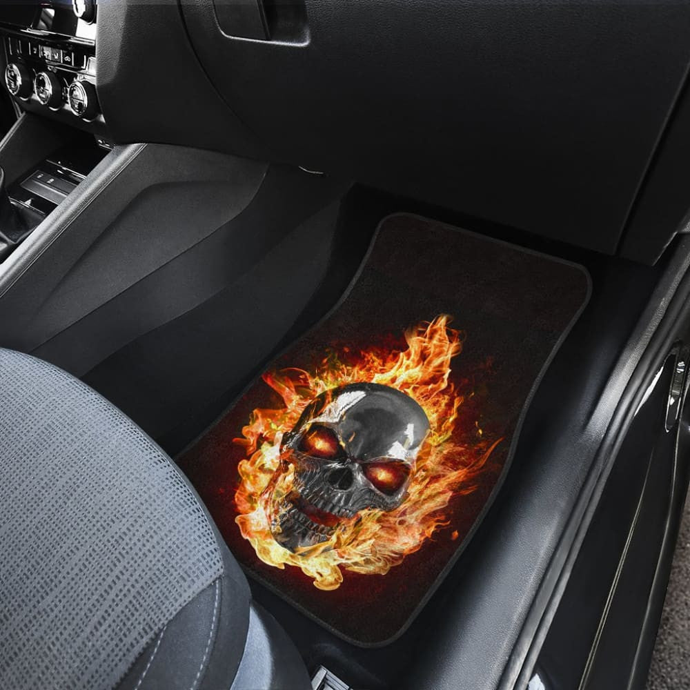 Terrified Flame Skull Car Floor Mats