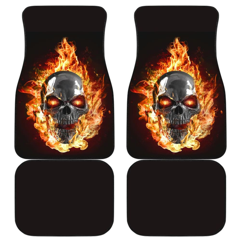 Terrified Flame Skull Car Floor Mats