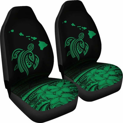 Hawaii Map Plumeria Polynesian Green Turtle Car Set Covers - New - Awesome