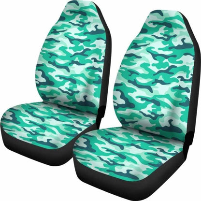Light Green Teal Camouflage Car Seat Covers