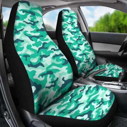 Light Green Teal Camouflage Car Seat Covers