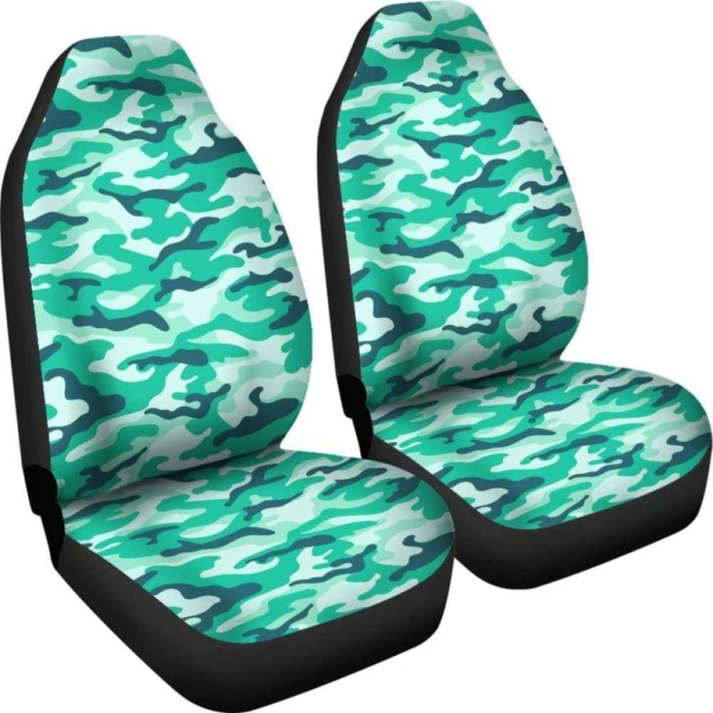 Light Green Teal Camouflage Car Seat Covers