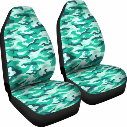 Light Green Teal Camouflage Car Seat Covers