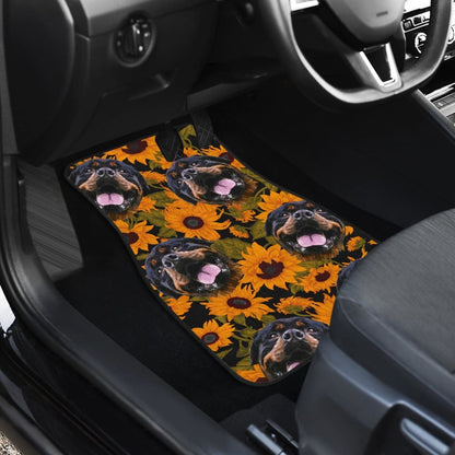 Trendy Car Floor Mats Unique Sunflower Rottweiler Dog