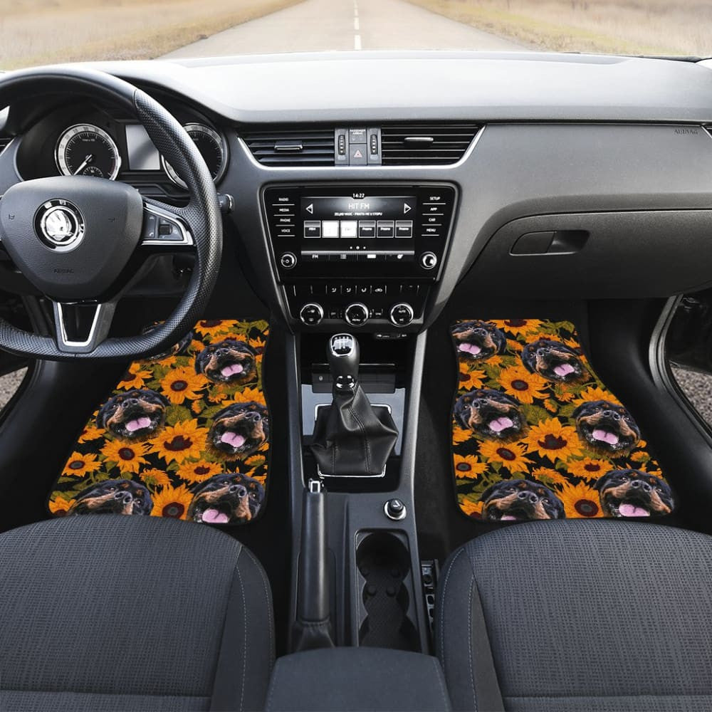 Trendy Car Floor Mats Unique Sunflower Rottweiler Dog