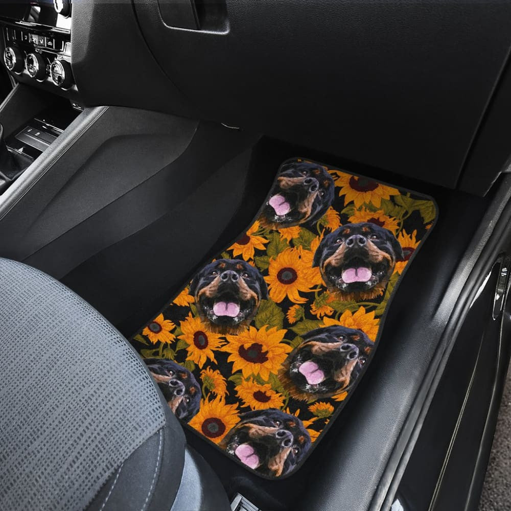 Trendy Car Floor Mats Unique Sunflower Rottweiler Dog