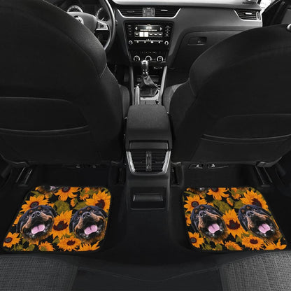 Trendy Car Floor Mats Unique Sunflower Rottweiler Dog