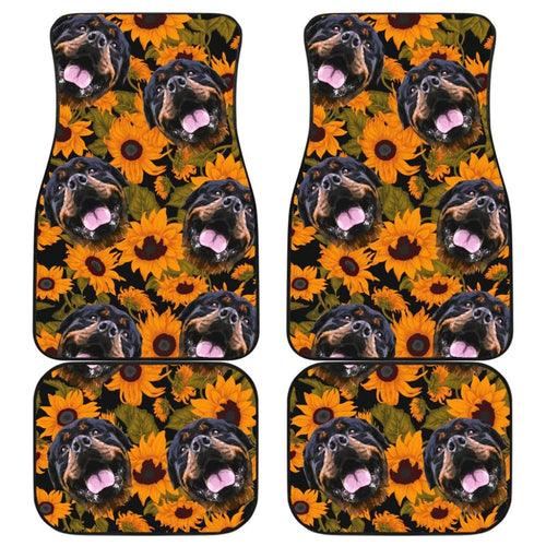 Trendy Car Floor Mats Unique Sunflower Rottweiler Dog