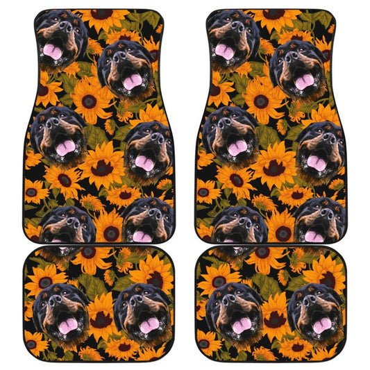 Trendy Car Floor Mats Unique Sunflower Rottweiler Dog