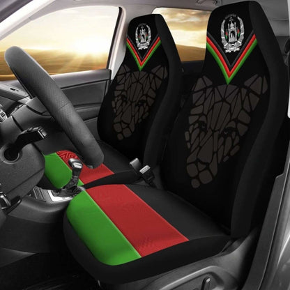 Car Seat Cover - Afghanistan Coat Of Arm And Flag, Leopard Patterns -