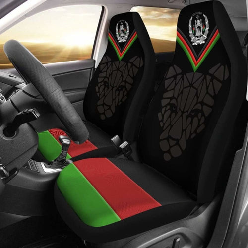 Car Seat Cover - Afghanistan Coat Of Arm And Flag, Leopard Patterns -