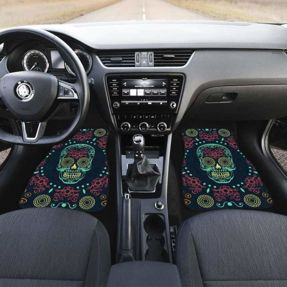 Set Of Pcs Sugar Skull Day Of The Dead Car Mats