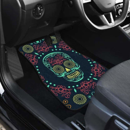 Set Of Pcs Sugar Skull Day Of The Dead Car Mats